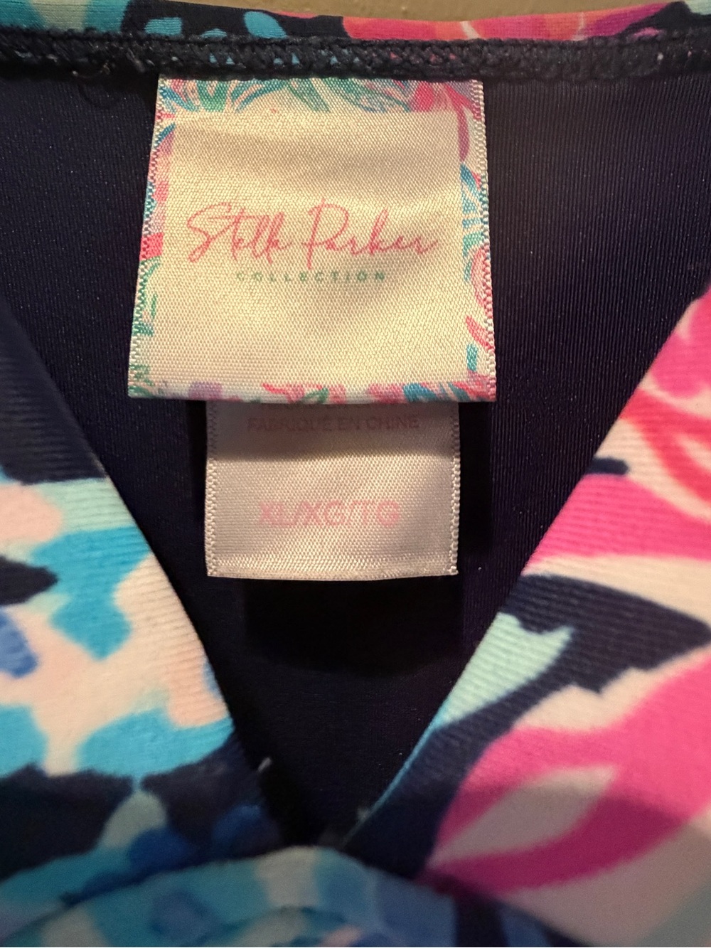 Stella Parker Pink & Blue Floral One-Piece Swimsuit XL - Picture 3 of 6